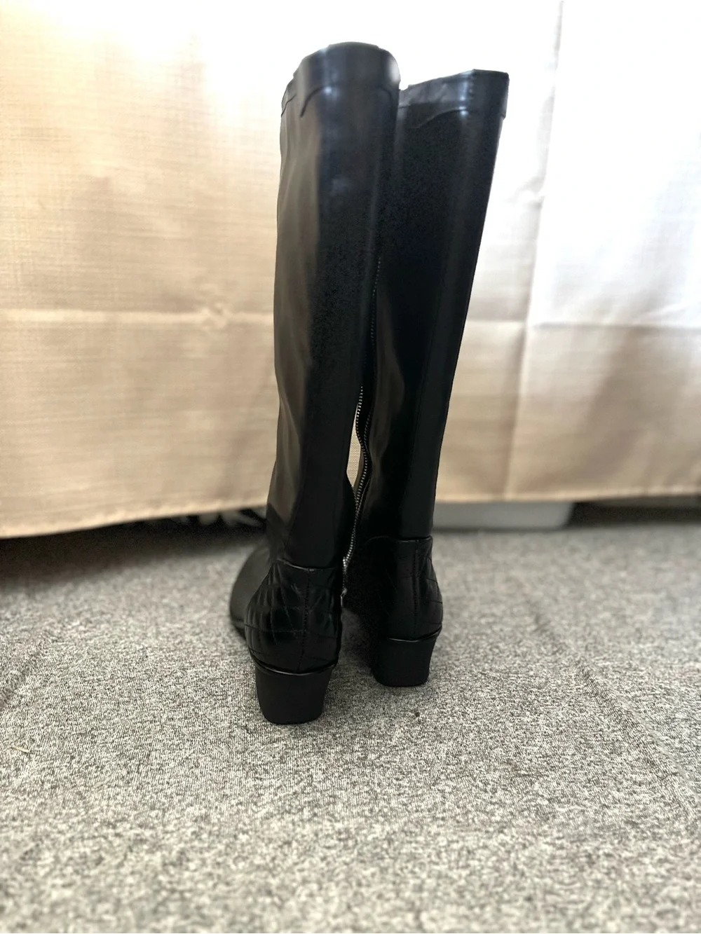 Taryn Rose Black Over-the-Knee Quilted Wedge Boots